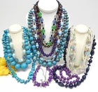 VINTAGE TO NOW COSTUME JEWELRY BEADED NECKLACE LOT, ASSORTED MATERIALS
