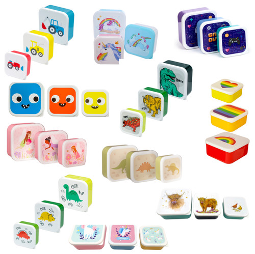 Kids Lunch Box Set of 3 School Picnic Adults Food Sandwich Snacks Pots UK