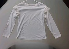 Cat & Jack Cream Ruffle Eyelet  Shirt Size L 10/12 