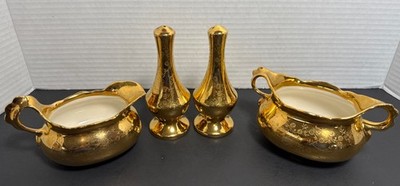 VTG. KNOX IMPERIAL WARRANTED 22 K GOLD~CREAMER ,SUGAR BOWL & S&P SHAKERS!