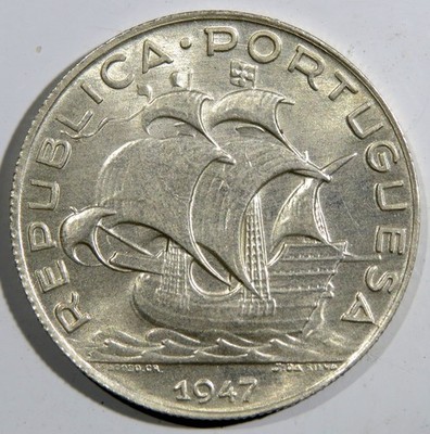 Moedas Republica Portuguesa - 5 Escudos 1947 - QSOBERBA . PRATA
