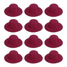 2.8 Inch Mini Formal Hats, 12 Pcs Doll Hats for Crafts, Burgundy