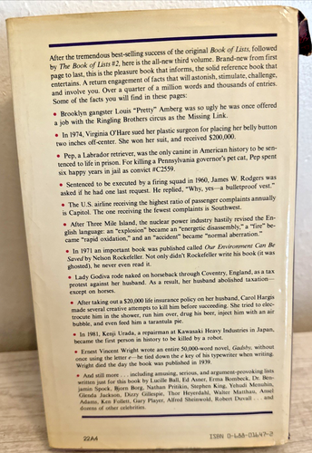 The Book Of List #3 By Amy Wallace, David W, Irving Wallace 1983 - Picture 2 of 11