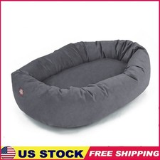 Micro Suede Dog Bed Round Bolster Pet Bed Machine Washable Cozy Supportive New