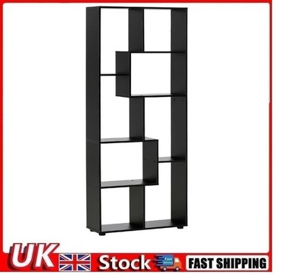 HOMCOM 8-stufiges schwarzes Bücherregal moderne Aufbewahrung Vitrine für Zuhause
