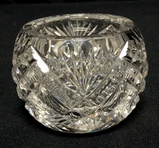 Vintage Crystal Cut Glass Open Salt Dip Cellar Dish Spice Fan Diamond pattern 2"
