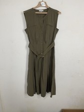 Calvin Klein Women Dress 8 Olive Green Country Safari Maxi Travel Beachy Coastal