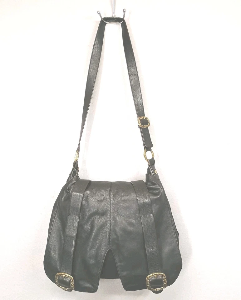 Gianni Bini Bolso Mensajero/Portátil Cuero Negro Bolso Sillín Motociclista Vaquero  Foto 2 de 4