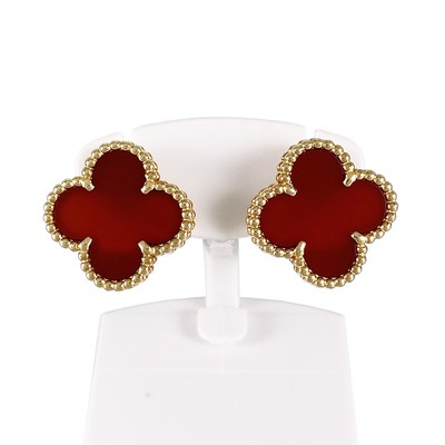 Van Cleef & Arpels Vintage Alhambra Yellow gold Carnelian Earring