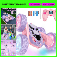 360 Rotating Remote Control Car, 4WD Stunt Racer with LED Wheels, Rechargeable