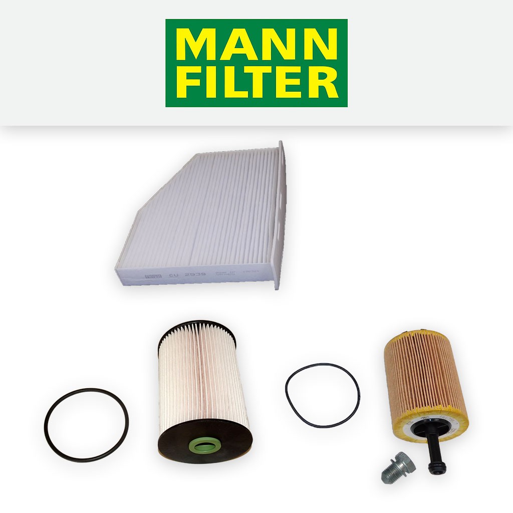 Audi A3 8P 1.9 TDI 2003-2006 Service Kit - Mann Oil Fuel Cabin Filters (116mm)