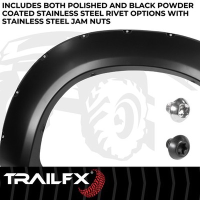 TrailFX TFF3005S Pocket Style Fender Flare Set Black Smooth Paintable Finish