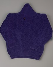 Janie Jack The Cable Knit Sweater Shawl Neckline Purple Sz 5 Cotton Wool Blend