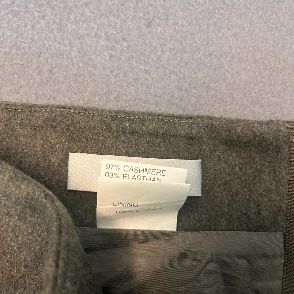 TSE New York 女式 6 码羊绒铅笔裙缎面下摆橄榄绿色 Cupro 有衬里 — 第 4/4 张图片