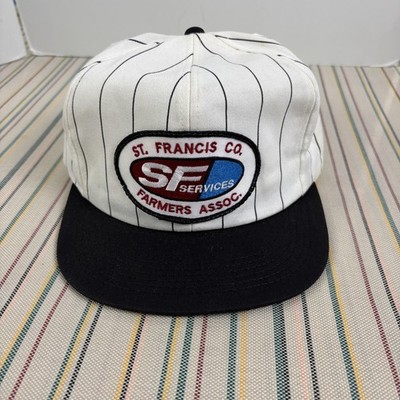Vintage SF Services Hat Cap Snap Back Mens One Size Pinstripe 80s Arkansas Farm