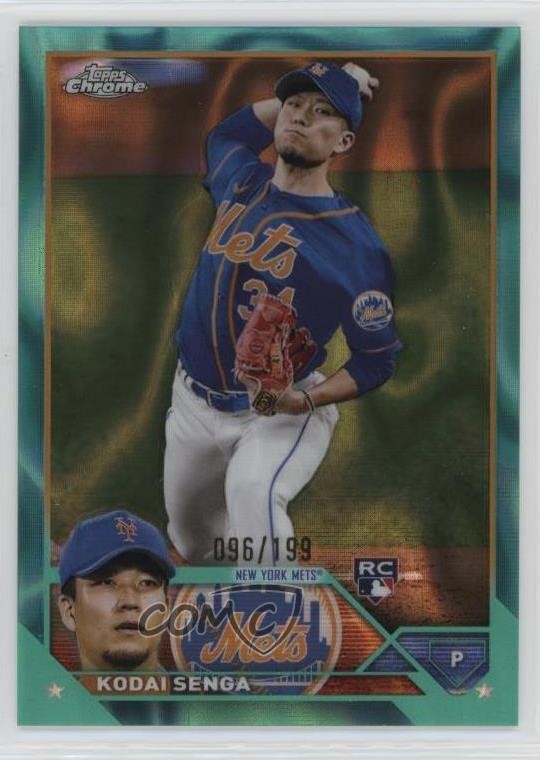 2023 Topps Chrome Aqua Lava Refractor 96/199 Kodai Senga #217 hr9