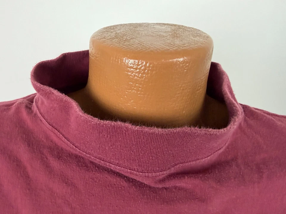 Vintage 90s Jockey Mock Neck Shirt Men XXL Faded Burgundy Minimal Outdoor Cotton - Image 3 of 4