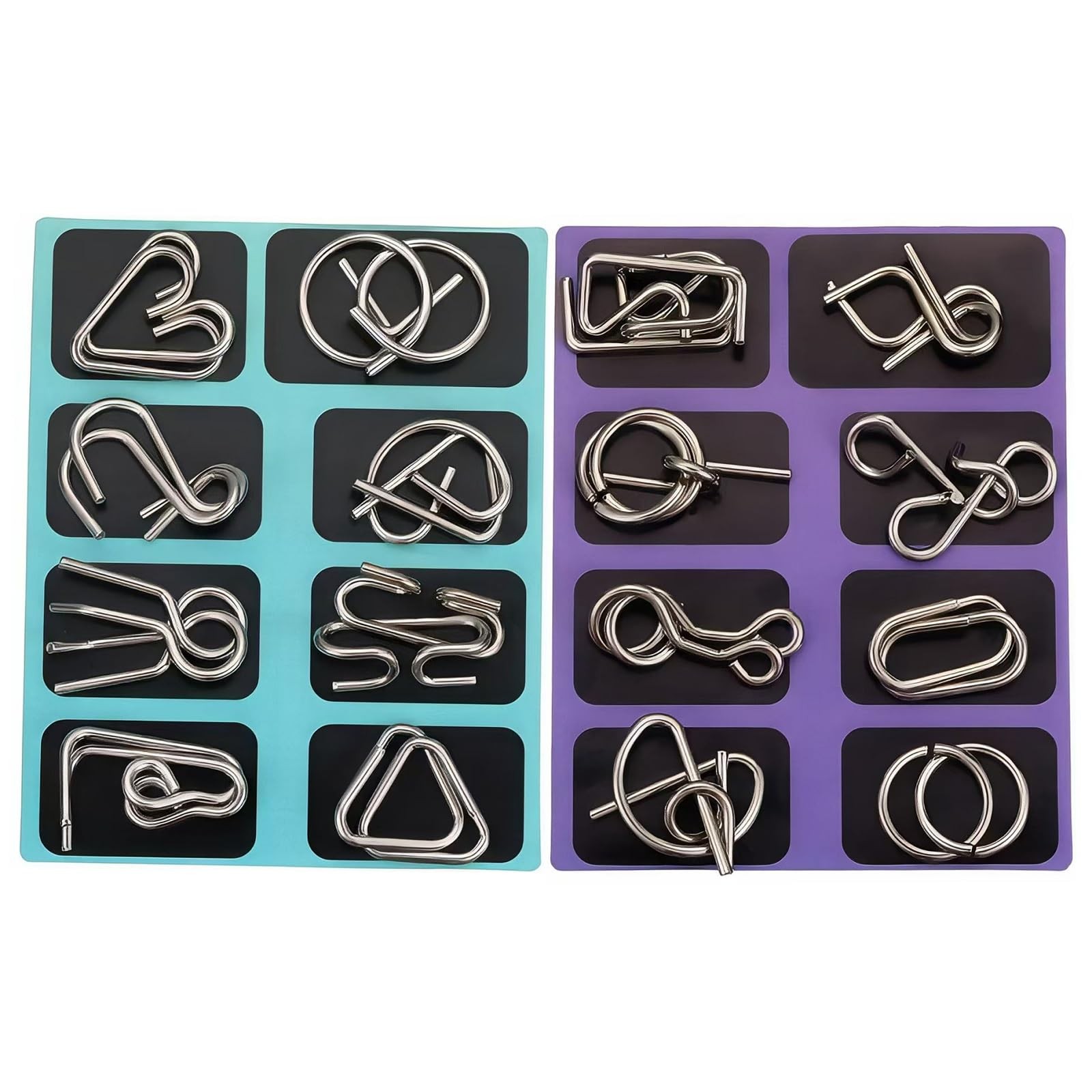 Metal Brain Teaser Puzzles, Set of 32 with Pouch, Steel IQ Games Physics Mind...