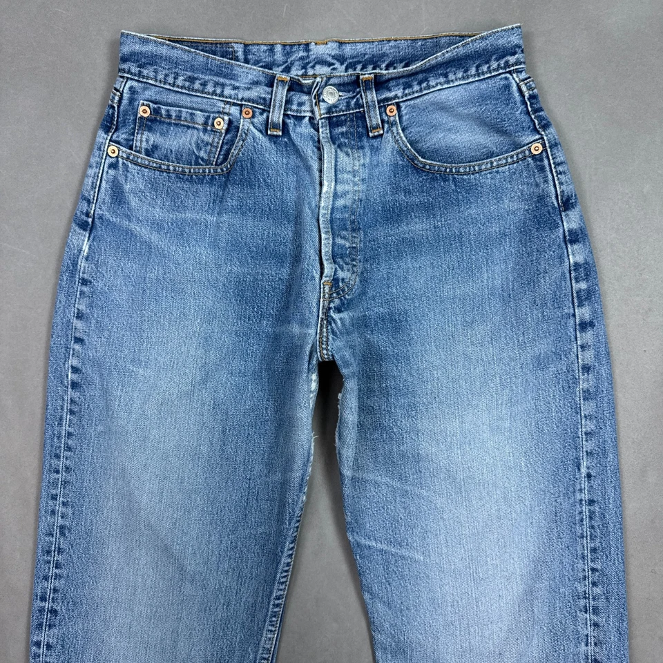 Vintage Levis Jeans Men 30x27 Blue 508 Button Fly Pant Distress Faded (Tag30x32) - Image 3 of 4