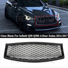 For Infiniti Q50 Q50s 14-17 Skyline Style Front Hood Honeycomb Grill Gloss Black