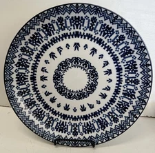 Dash of That Blue and White With Pattern Design  Ceramic Platter 12”