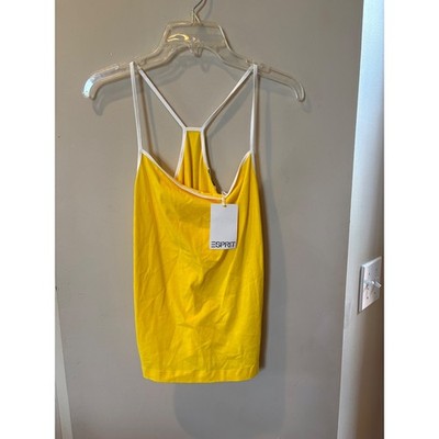 Esprit Womens Yellow Racerback Camisole Tank Top White Trim Size S NEW $55