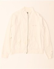 CHAMPION Womens Tracksuit Top Jacket UK 14 Medium White Cotton TT08
