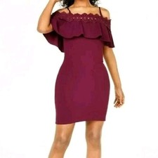 BCX Macy Off Shoulder Mini Dress PlusSz 3X Crochet Lace Wine Cocktail Party Nwt