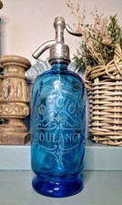 Sodaflasche  Siphonflasche Syphon Seltzer Antik Brocante Blau Glas Paris
