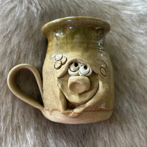 Pretty Ugly Pottery Face Cup Mug Made in Wales Vintage 1997 Coffee Tea Hot Drink