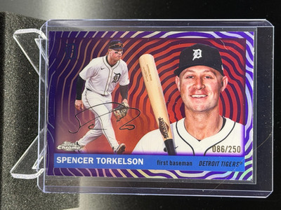 Spencer Torkelson 2025 Topps Chrome Platinum Purple Vibrations #86/250 - Tigers
