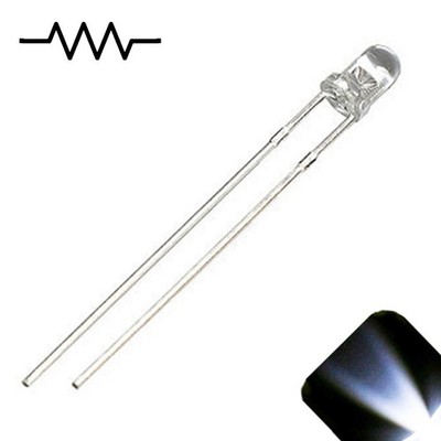 50 x 12v 3mm LED Light Cool White Ultra Bright Internal Resistor 5v-15v 9v 6 no