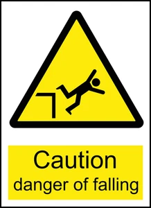 Danger of Falling Caution Warning Sign Self Adhesive Vinyl Sticker