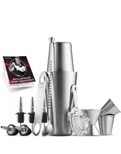 FineDine Expert Cocktail Shaker Home Bar Set - 14 Piece Stainless Steel Bar Kit