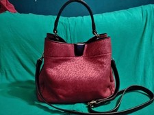 Red Animal Print Satchel Black Top Handles Detachable Strap Gold Hardware