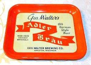 1930s WALTER'S ADLER BRAU BEER Rectangle TRAY Appleton WI.. (EX+) Stunning!!!