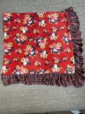 Matilda Jane Holiday All Wrapped Up Red Floral Plaid Trim Sherpa Blanket 48"x48"