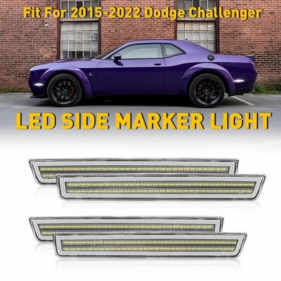 For Dodge Challenger 2015-22 Front & Rear Bumper LED Side Marker Light White X4