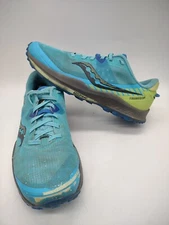 Saucony Women's Peregrine 11 Trail Running Shoes Size 9.5 Blue Lime Green