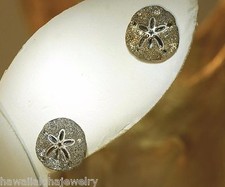 9.5mm Hawaiian Solid 14k White Gold DC Matted Satin Sand Dollar Stud Earrings