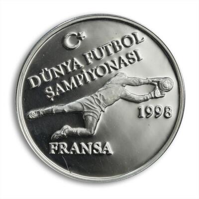 Turkey 750000 lires FIFA World Cup in France 1998 football silver