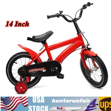 14 Inch Kids Bike Children Boys Girls Bicycle Bike Red with Training Wheels