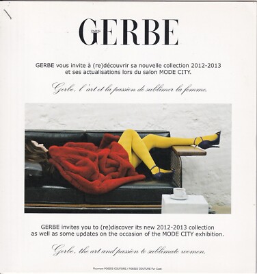 Invitation GERBE 2012-2013 avec fiches produits. Anglais-Français.