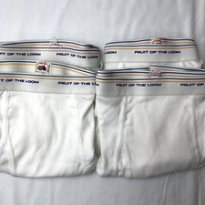 Vintage FRUIT OF THE LOOM Mens Blue-Gold Stripe Band Brief XL 42-44 Lot of 4