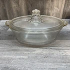 VTG Pyrex Glass Scalloped Handled Oval Casserole Dish 033 633 B  Design W/Lid
