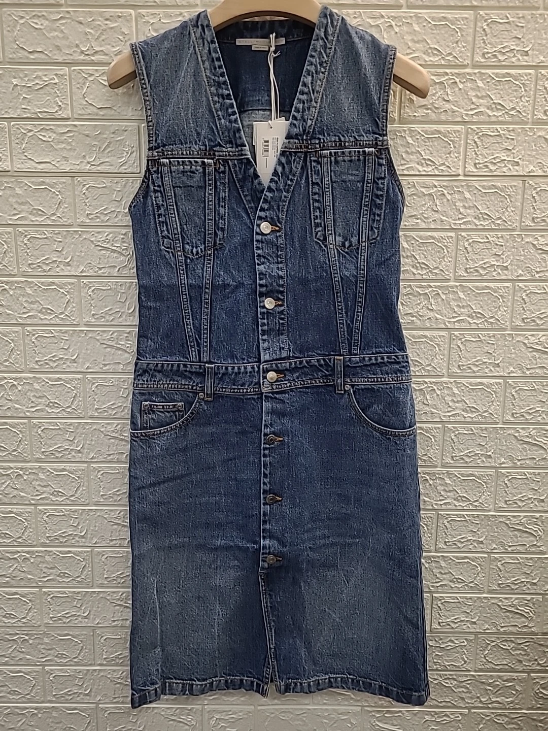 Stella McCartney — New Stella McCartney Mid Blue Vintage Sleeveless Denim Dress Size Medium