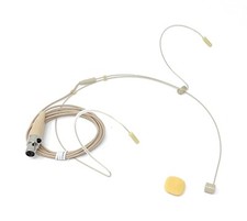 Beige Double Earhook Headset Mic w/ 4 pin XLR for SHURE Bodypack Transmitters