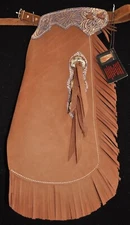 Custom Made Leather Kid's Chinks/Purple Embossed/ 7/8/Quick Ship Made in USA