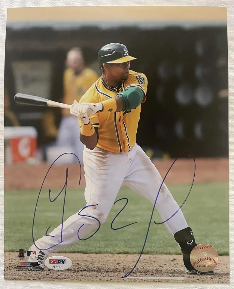 Foto brillante autografiada firmada por Yoenis Céspedes de 8x10 Oakland A's Athletics: anuncio de servicio público Foto 2 de 3