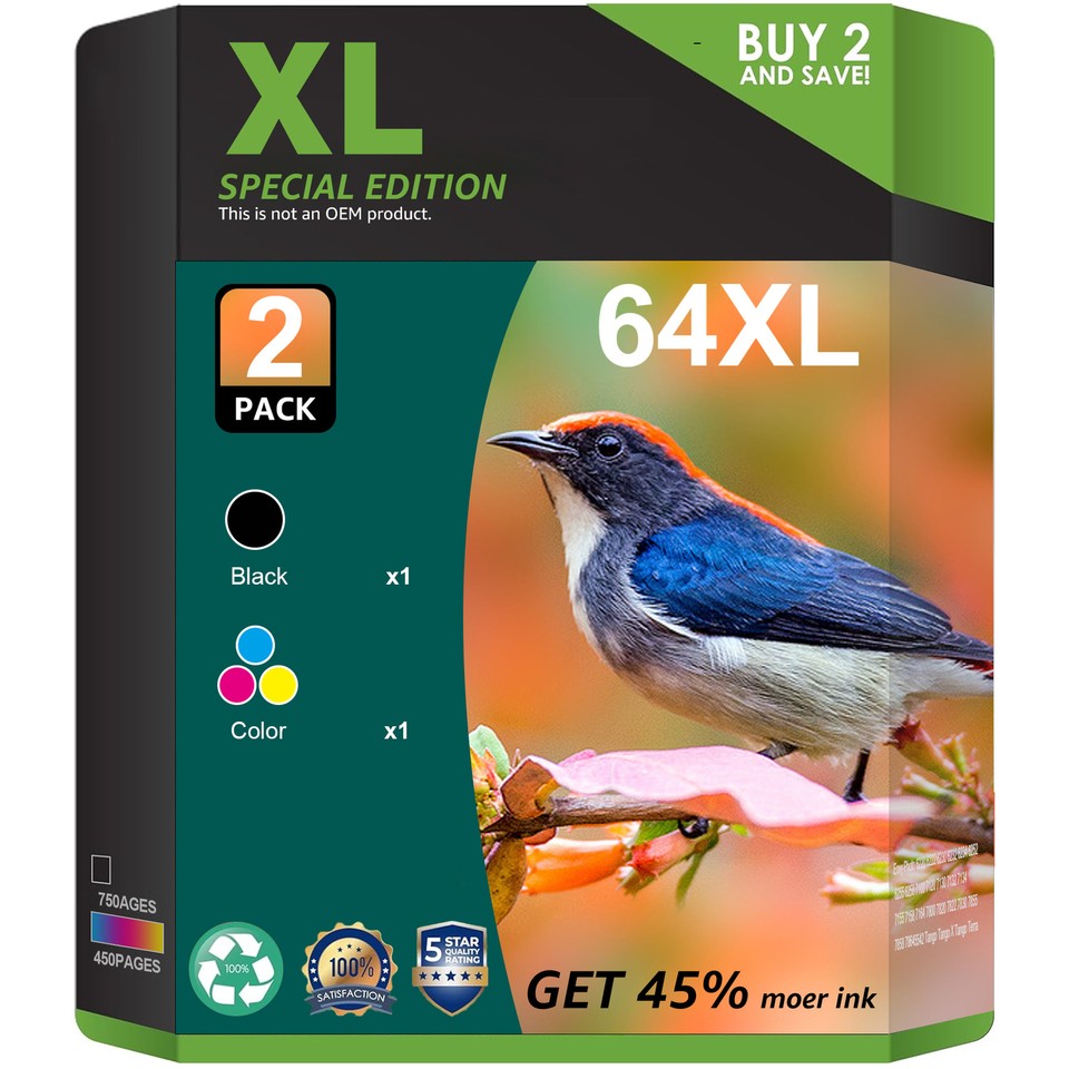 64XL Ink Cartridges for HP Envy Photo 7855 7155 7858 6255 7800 7164